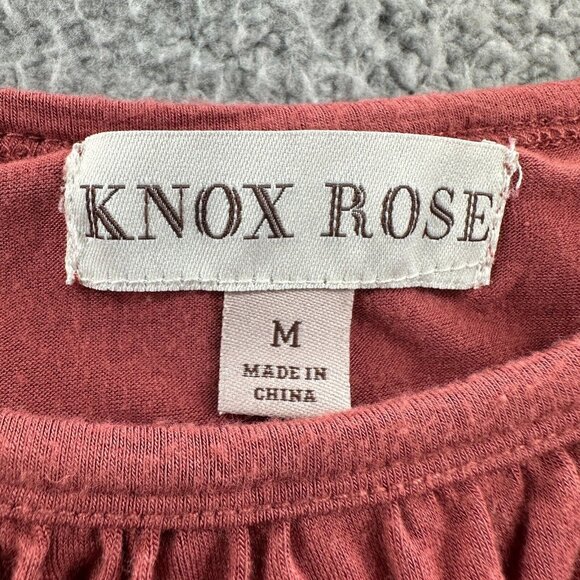 Knox Rose Womens Top Medium Rust Red Embroidered Sleeveless Shirt BOHO Stretch - Picture 4 of 9
